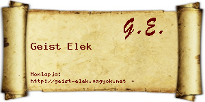 Geist Elek névjegykártya